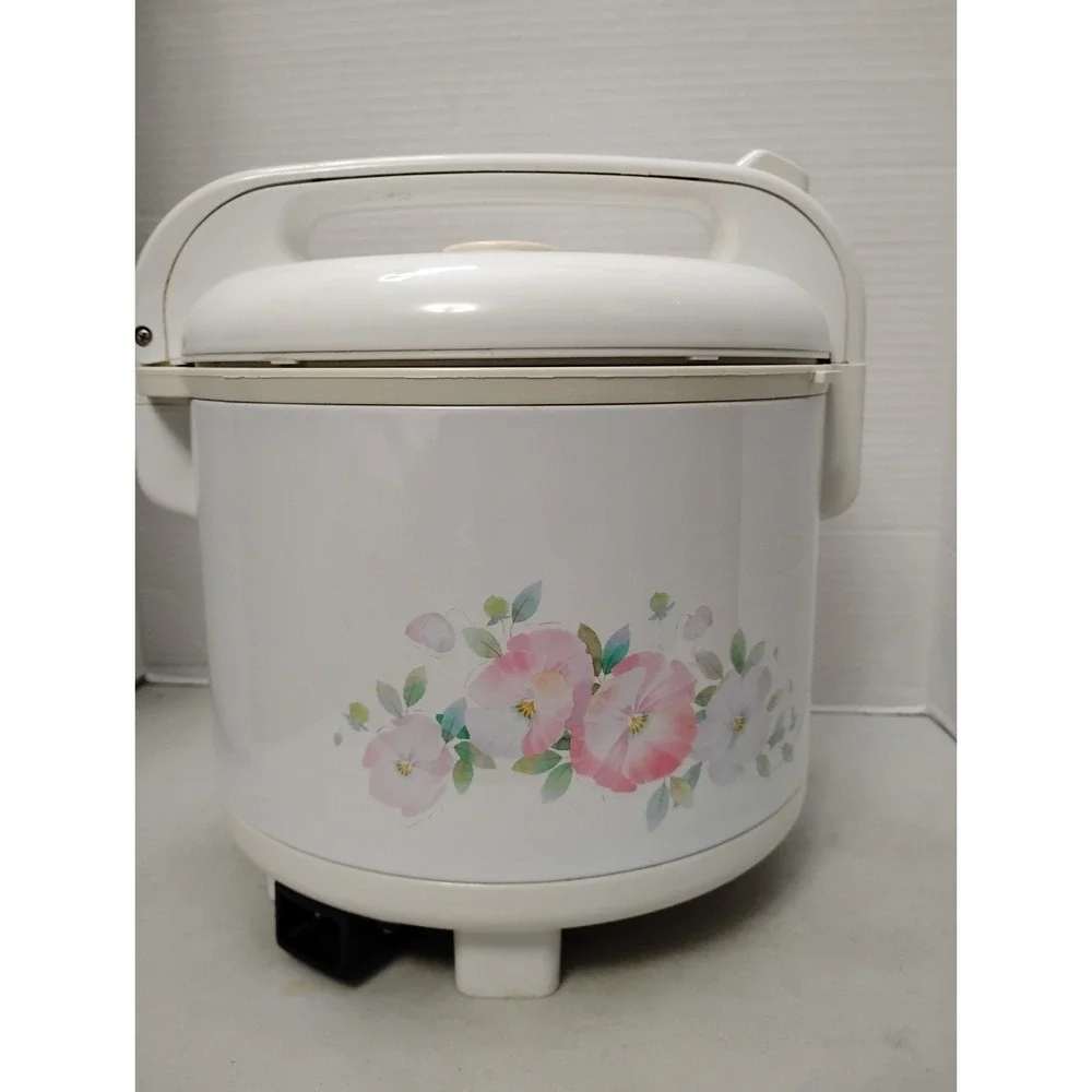 Vintage Zojirushi Rice Cooker 5 Cup NFR-1003 White Floral Spoon Holder Test Work